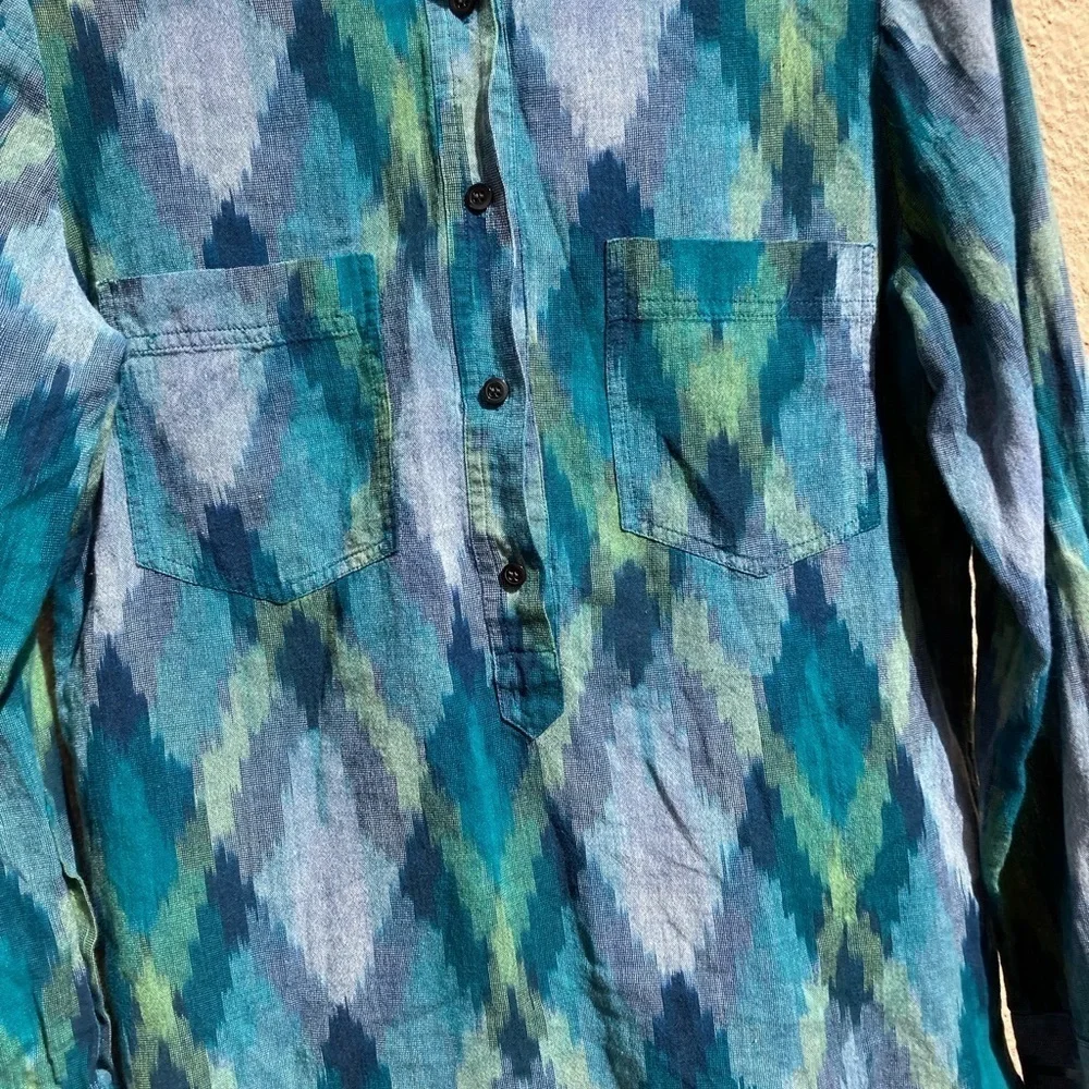 Women's Madewell Multicolor Button-Up Shirt M Pockets Cotton Open Light Vibrant - Picture 13 of 13